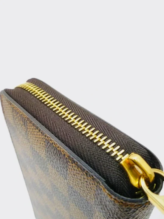 Louis Vuitton Damier Ebene Zip-Around Wallet in Brown and Dark Brown - Picture 5 of 14